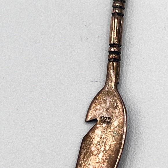 Vintage Native American Sterling Silver 925 Drop Dangle Feather Hook Earrings - Picture 5 of 6